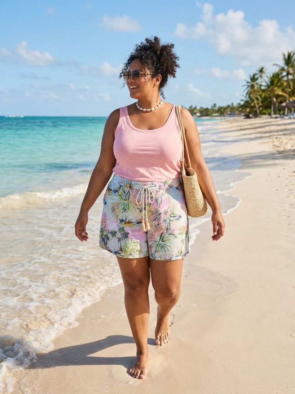 (B5) Johnny Was women's shorts, 100% linen with tropical print, size XL